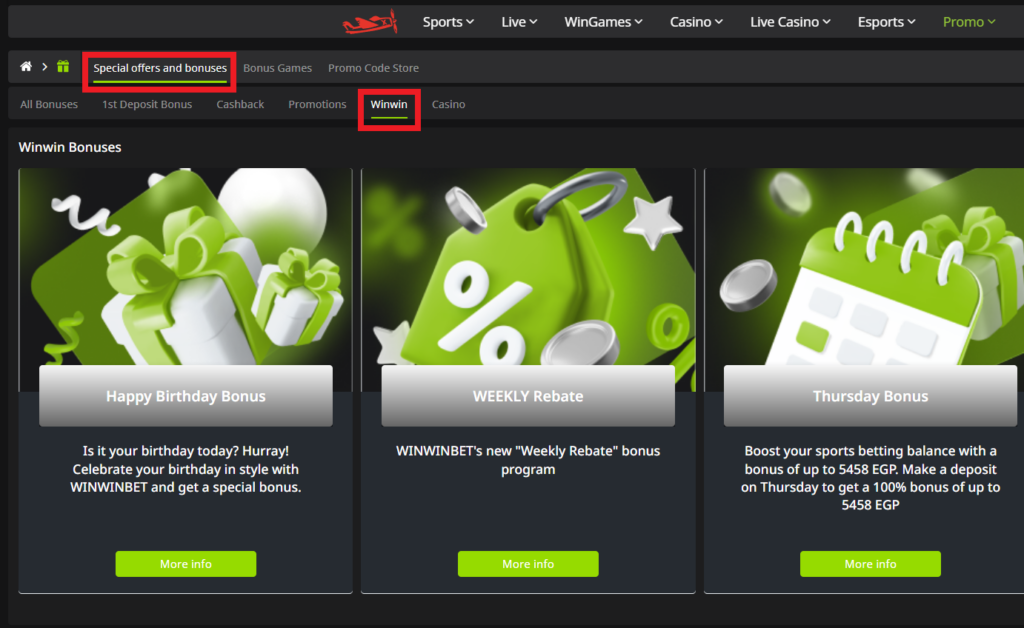 WinWin Bonuses for Regular Players